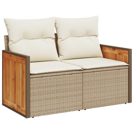 Soffset 5 st Beige och krämvit Poly Rattan och stål