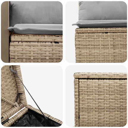 Soffset 5 st Beige och Ljusgrå Poly Rattan och stål