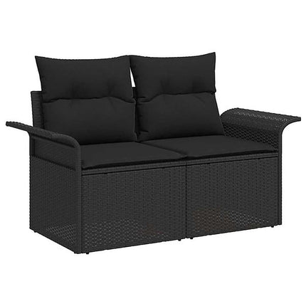 Soffset 8 st Svart Poly Rattan och stål