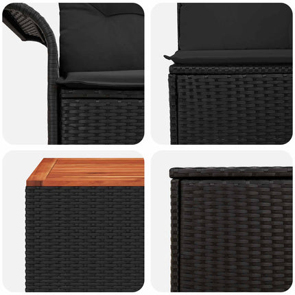 Soffset 8 st Svart Poly Rattan och stål