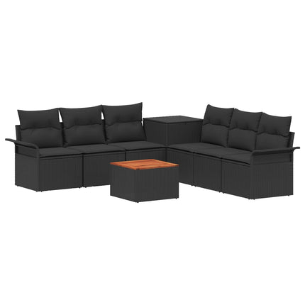 Soffset 8 st Svart Poly Rattan och stål