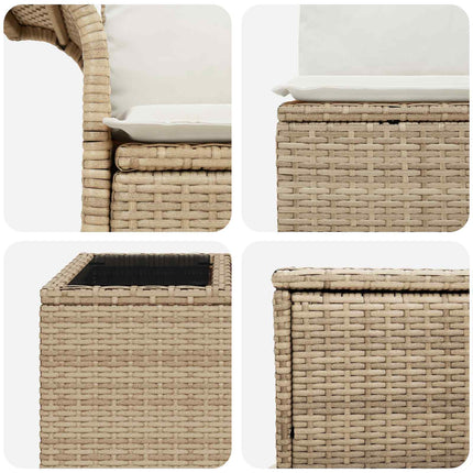 Soffset 8 st Beige och krämvit Poly Rattan och stål