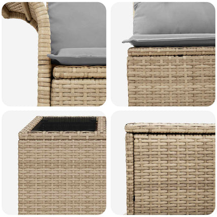 Soffset 8 st Beige och Ljusgrå Poly Rattan och stål