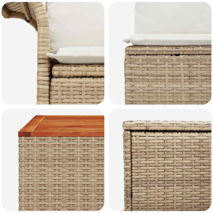Soffset 8 st Beige och krämvit Poly Rattan och stål