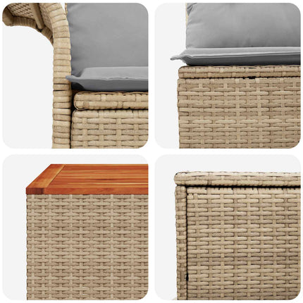 Soffset 8 st Beige och Ljusgrå Poly Rattan och stål