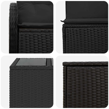 Soffset 8 st Svart Poly Rattan och stål