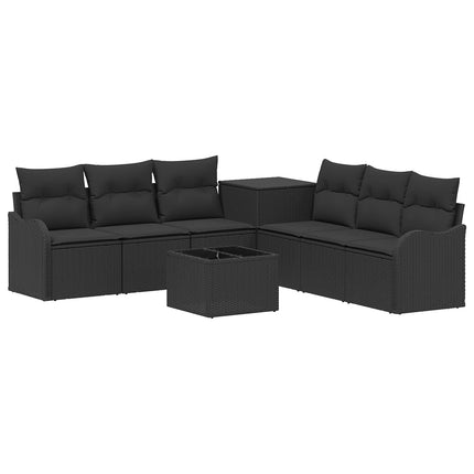 Soffset 8 st Svart Poly Rattan och stål
