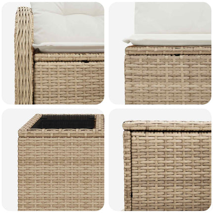 Soffset 8 st Beige och krämvit Poly Rattan och stål