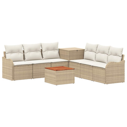 Soffset 8 st Beige och krämvit Poly Rattan och stål