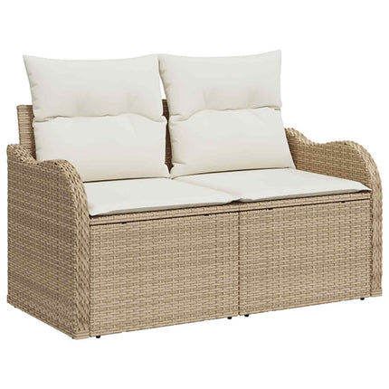 Soffset 8 st Beige och krämvit Poly Rattan och stål