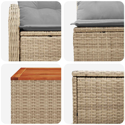 Soffset 8 st Beige och Ljusgrå Poly Rattan och stål