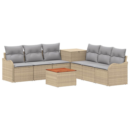 Soffset 8 st Beige och Ljusgrå Poly Rattan och stål