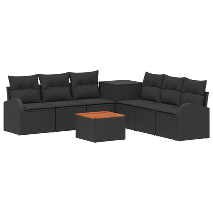Soffset 8 st Svart Poly Rattan och stål