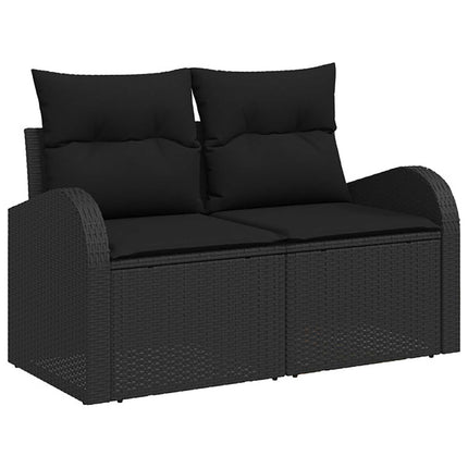 Soffset 8 st Svart Poly Rattan och stål