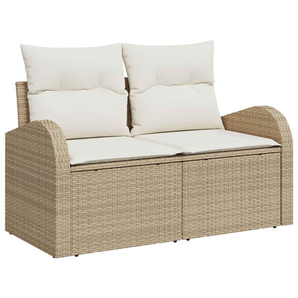 Soffset 8 st Beige och krämvit Poly Rattan och stål