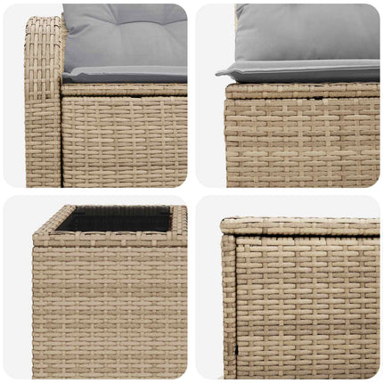 Soffset 8 st Beige och Ljusgrå Poly Rattan och stål