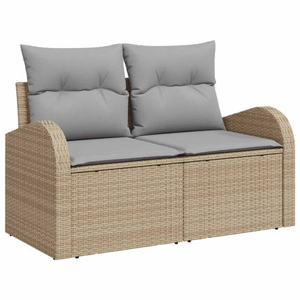 Soffset 8 st Beige och Ljusgrå Poly Rattan och stål
