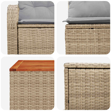 Soffset 8 st Beige och Ljusgrå Poly Rattan och stål