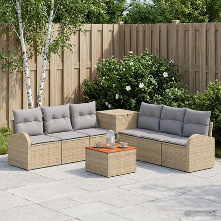 Soffset 8 st Beige och Ljusgrå Poly Rattan och stål
