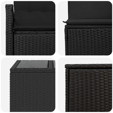 Soffset 8 st Svart Poly Rattan och stål