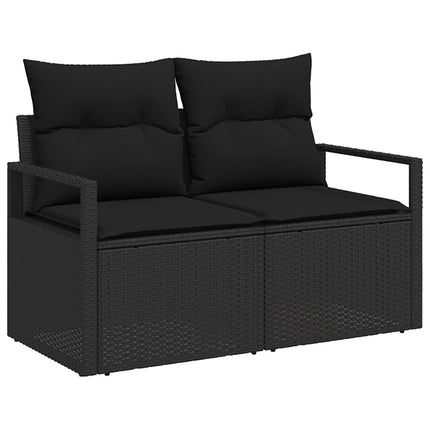Soffset 8 st Svart Poly Rattan och stål