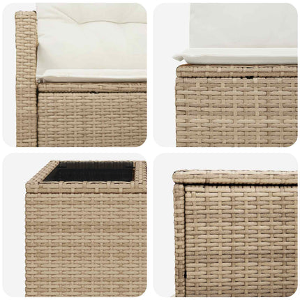 Soffset 8 st Beige och krämvit Poly Rattan och stål