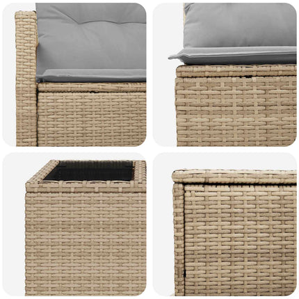 Soffset 8 st Beige och Ljusgrå Poly Rattan och stål