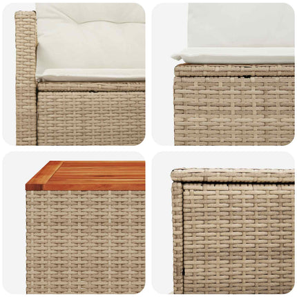 Soffset 8 st Beige och krämvit Poly Rattan och stål