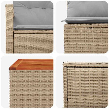 Soffset 8 st Beige och Ljusgrå Poly Rattan och stål