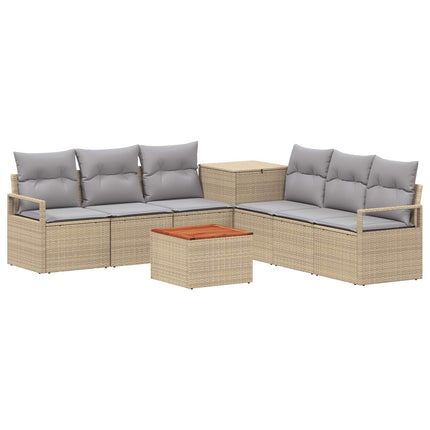 Soffset 8 st Beige och Ljusgrå Poly Rattan och stål
