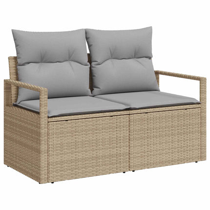 Soffset 8 st Beige och Ljusgrå Poly Rattan och stål
