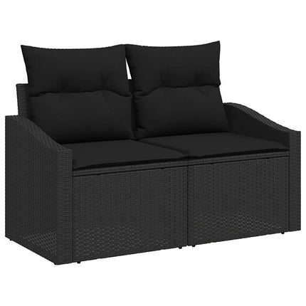 Soffset 8 st Svart Poly Rattan och stål