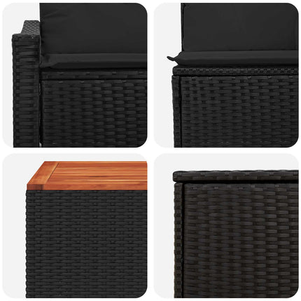 Soffset 8 st Svart Poly Rattan och stål