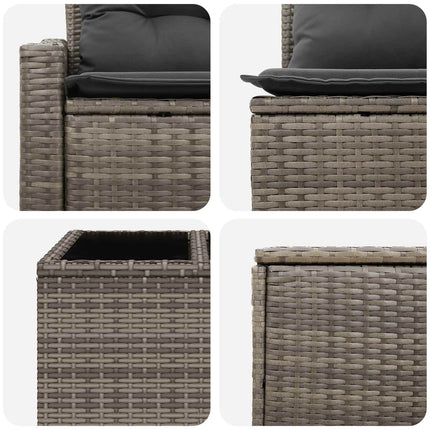 Soffset 8 st Grå och mörkgrå Poly Rattan och stål