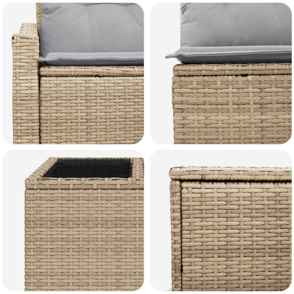 Soffset 8 st Beige och Ljusgrå Poly Rattan och stål