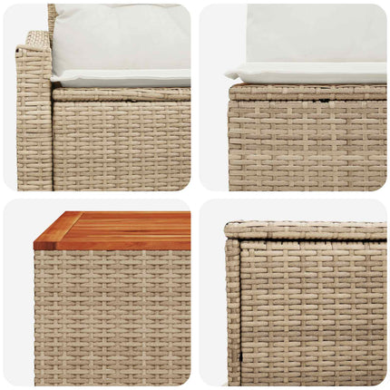 Soffset 8 st Beige och krämvit Poly Rattan och stål