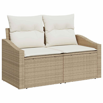 Soffset 8 st Beige och krämvit Poly Rattan och stål