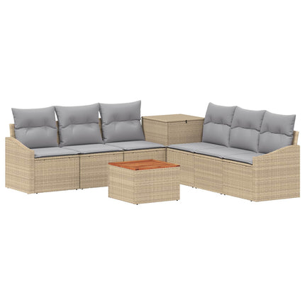 Soffset 8 st Beige och Ljusgrå Poly Rattan och stål