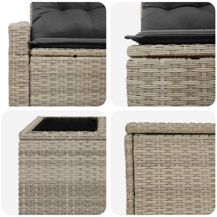Soffset 8 st Ljusgrå och mörkgrå Poly Rattan och stål