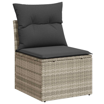 Soffset 8 st Ljusgrå och mörkgrå Poly Rattan och stål