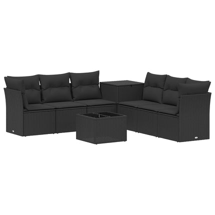 Soffset 8 st Svart Poly Rattan och stål