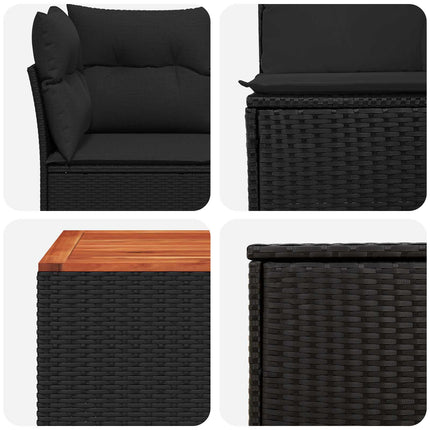Soffset 8 st Svart Poly Rattan och stål