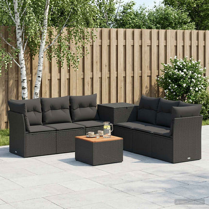Soffset 8 st Svart Poly Rattan och stål