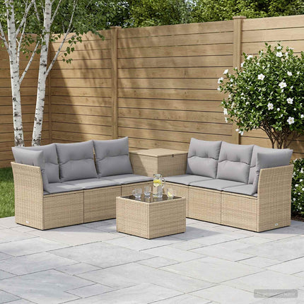 Soffset 8 st Beige och Ljusgrå Poly Rattan och stål