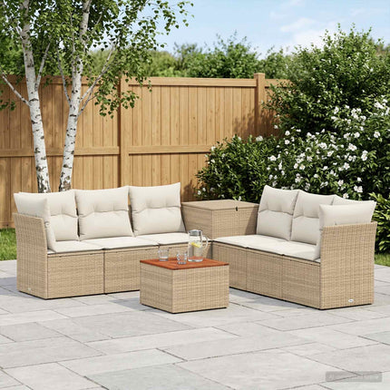 Soffset 8 st Beige och krämvit Poly Rattan och stål