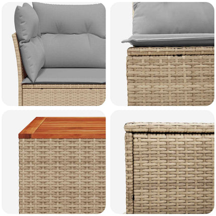 Soffset 8 st Beige och Ljusgrå Poly Rattan och stål