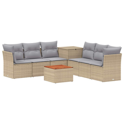 Soffset 8 st Beige och Ljusgrå Poly Rattan och stål