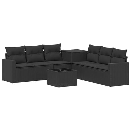 Soffset 8 st Svart Poly Rattan och stål