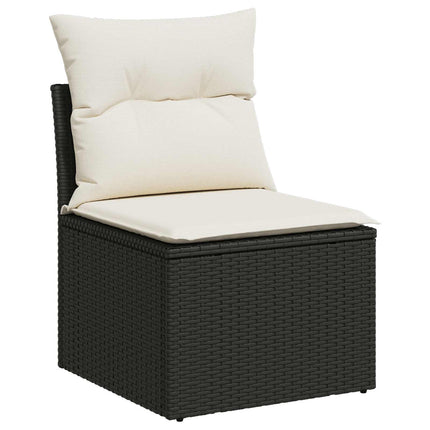 Soffset 8 st Svart och krämvit Poly Rattan och stål