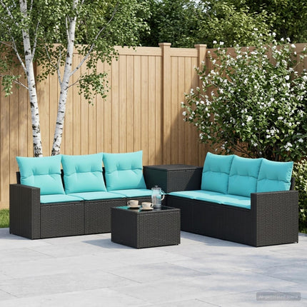 Soffset 8 st Svart och blå 55 x 55 x 37 cm Poly Rattan och stål